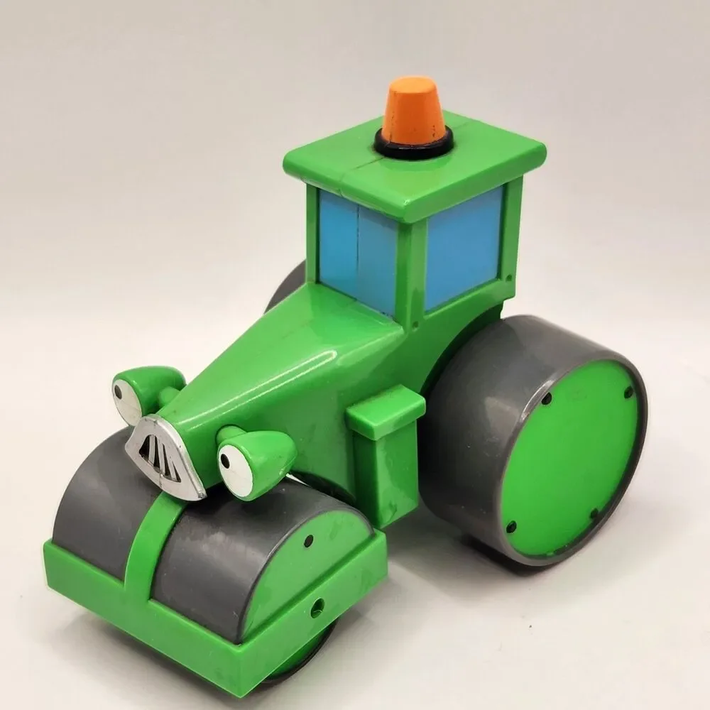 Vtg Bob the Builder Vehicle Green Roley Steamroller Plastic Toy 3.5